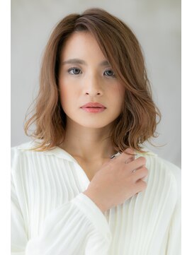 カバーヘア ブリス 大宮西口(COVER HAIR bliss) ハイライトカラーxかきあげ前髪ワンレンボブY大宮10代20代30代