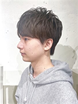 コンビネーション(combination) ナチュラルツーブロック黒髪マッシュメンズショート眉毛カット