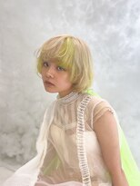 オブヘアーギンザ(Of HAIR GINZA)&nbsp;ホワイトブリーチ×ライトグリーン☆デザインカラー