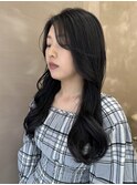 韓国ロングレイヤー グレーブラック【梅田】