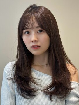 ノイカーム(noi Calm) 顔周りレイヤーカットくびれヘアミルクティーベージュカラー