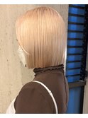 韓国風ホワイトベージュ/ホワイトグレージュ/切りっぱなしボブ