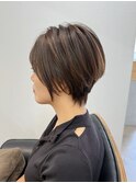 ☆ハイライトカラーくびれヘア奥行きショートレイヤーボブ[船橋]