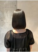 重めボブ/切りっぱなしボブ/透明感カラー/大人ボブ
