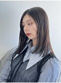 ミディアム/艶髪/ブルーブラック/縮毛矯正/ストレート