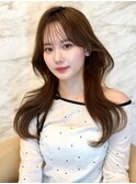 ◇オリーブグレー韓国風巻きレイヤーカットマロンベージュ銀座