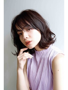 ムウ 難波(MOU) ボブクールショート前髪イメチェンピンクベージュ30代40代50代