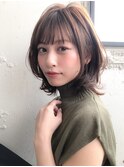 ショコラベージュボブルフベビーバング小顔モテ髪くびれヘア//