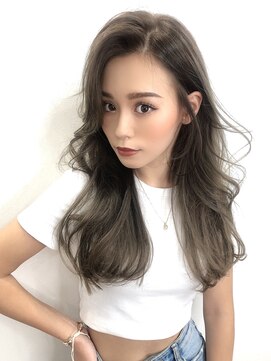 アリュウル 表参道(ALLURE) フェザーバング大人かわいいカーキグレージュ韓国レイヤー/千葉