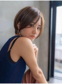 ヌーディカラー/小顔ヘア/大人ボブ/丸みショート/渋谷