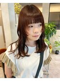 顔まわりカット/オレンジブラウンカラー/20代