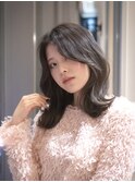 くびれヘア/韓国ヘア/外ハネミディアム/顔周りカット/茶屋町