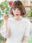 大人かわいい内巻きワンカールくせ毛風ボブh3大宮20代30代40代