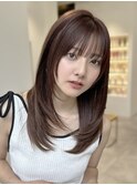 ★カールセミディシアーカラー姫カット小顔カット韓国レイヤー