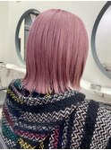 横浜ピンクベージュカラー切りっぱなしボブタッセルボブレイヤー