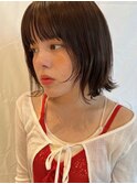 ウルフボブ/外ハネボブ/顔まわりレイヤー/ダークブラウン
