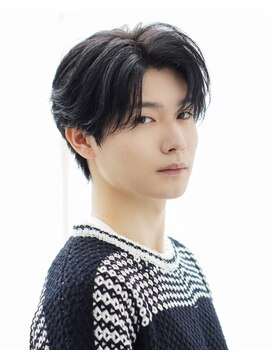 オーシャントーキョー 渋谷神南(OCEAN TOKYO) 韓国ヘアカルマパーマカルマバングセンターパート黒髪ウルフ