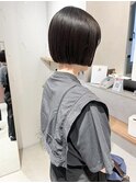 "久保田"ショートボブぷつっとミニボブ暗髪アッシュグレージュ