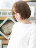 ■カーキベージュ前下がり切りっぱなしボブ314戸頭20代30代40代