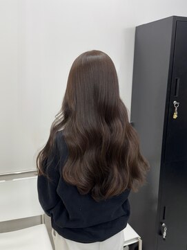 韓国顔まわりレイヤーカットグレージュオリーブベージュブラウン