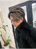 フェザーショートアップバングセンターパートメンズハイライト