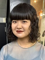 ナループロアポンテ(Nalu pu loa PONTE)&nbsp;ボブレイヤーパーマくるくるパーマぱつつん前髪黒髪パーマ