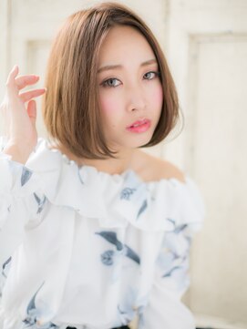 モッズ ヘア 福岡姪浜店(mod's hair) *mod's姪浜*ヘーゼルベージュ小顔透け感切りっぱなしミニボブe