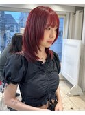 ★ウルフカット前髪こなれミディレッドブラウン★