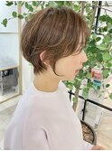 大人可愛いショート/小顔/ハイライト/白髪ぼかし/30代/40代