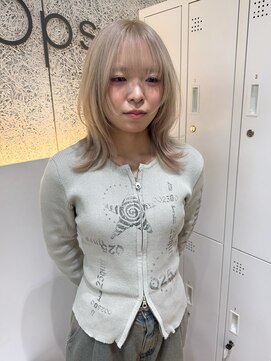 オプス 大名店(Ops) ☆ブリーチ2回から叶う!ホワイトミルクティーミディアムレイヤー