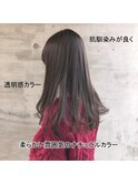 10代20代★赤み消し◎透明感グレージュ×艶感ストレートロング
