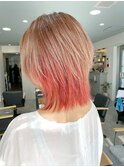 ミニウルフ×セクションカラー/テラコッタ/くびれヘア