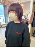 ウルフカットパープルカラーラベンダーカラーイルミナカラー