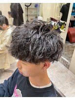 ヘアリゾート エーアイ 原宿(Ai for men) 波巻きスパイラルパーマツーブロックショートマッシュ