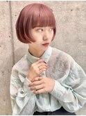 ハイトーンピンクで個性派ボブ☆