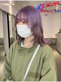 ダブルカラーラベンダーベージュカラーケアブリーチハイトーン