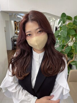 インビテーション(invitation) チェリーピンク×レイヤーカット ピンクグレー ブリーチなし