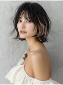 ☆オリーブグレーココアベージュ小顔クラゲヘアー/黒髪/髪質改善