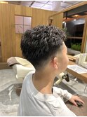 フェード×オールバックパンチパーマ