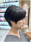 ショートカットヘアマッシュ毛流れ原宿
