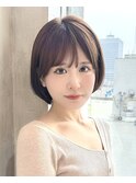 〔岩田莉奈〕地毛風縮毛矯正 ひし形ショートボブ 白髪染め 新宿