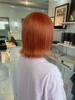 リュンヌ 門前仲町(lune) ロングショートワンカールパーマカーキグレージュ前髪門前仲町