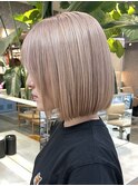 原宿ボブミルクティーベージュダブルカラーアッシュグレージュ