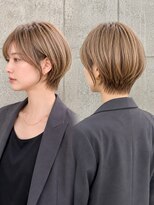 リトマス 二子玉川(litmus)&nbsp;ミルクティーベージュ　ショート　ブリーチ　シースルーバング