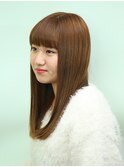 縮毛矯正艶感大人可愛いストレートナチュラルモードマロンカラー