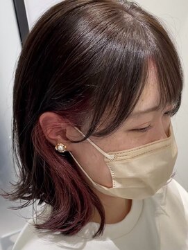 ムク 横浜店(muku) ダブルカラーピンクベージュベージュカラーケアブリーチミニボブ