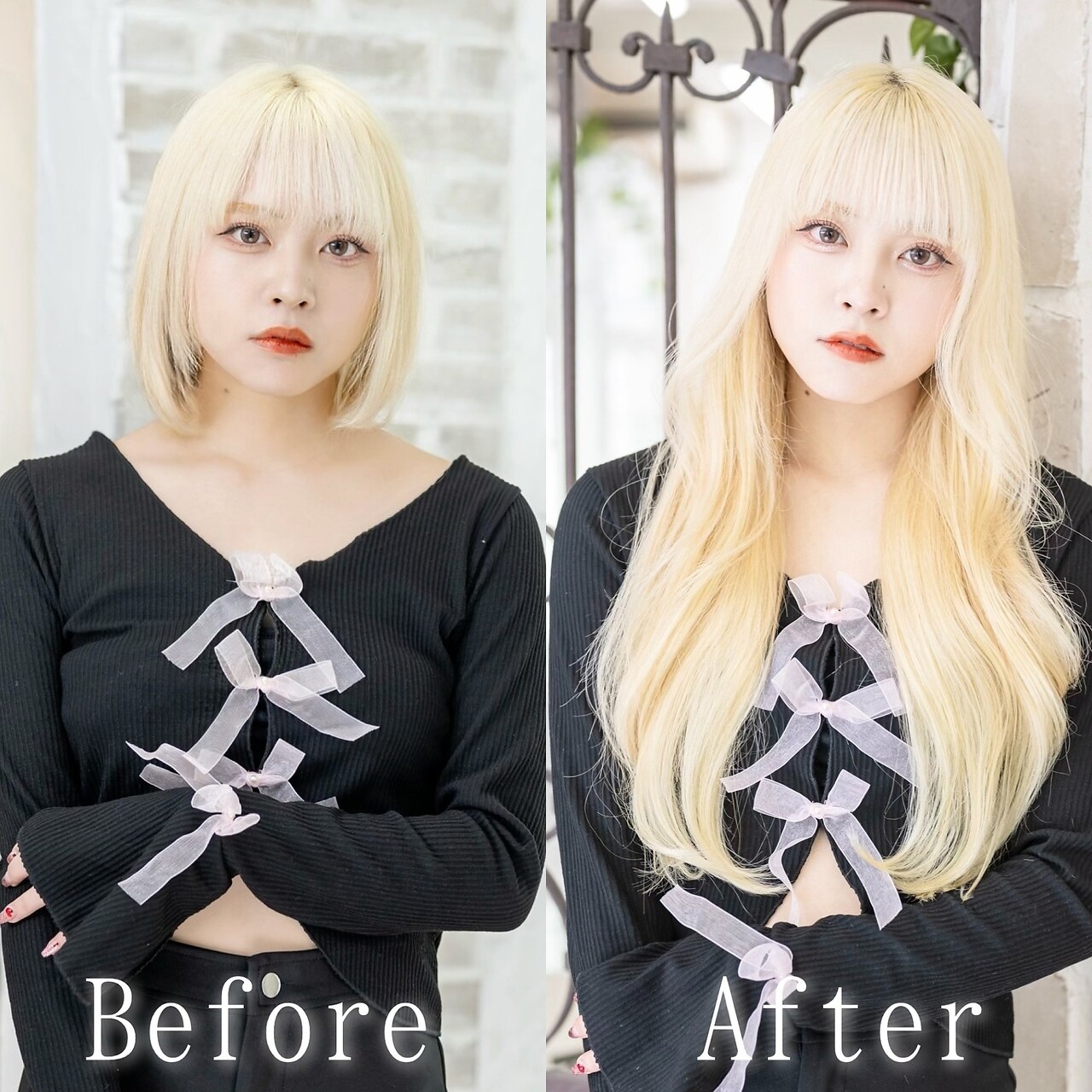 ホワイトブロンド#シールエクステ#韓国#くびれヘア#美髪#大宮