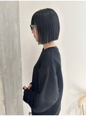 YOKE 切りっぱなしボブ大人ボブぱつっとボブネイビーグレージュ