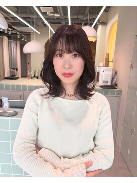ネウィ 広島(newi) くびれミディアム/韓国/ブラウンベージュ/髪質改善/顔まわり