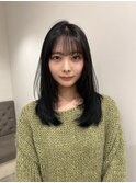 韓国ヘアー顔周りレイヤーおくれ毛ミディアム前髪長岡/新潟/宮関